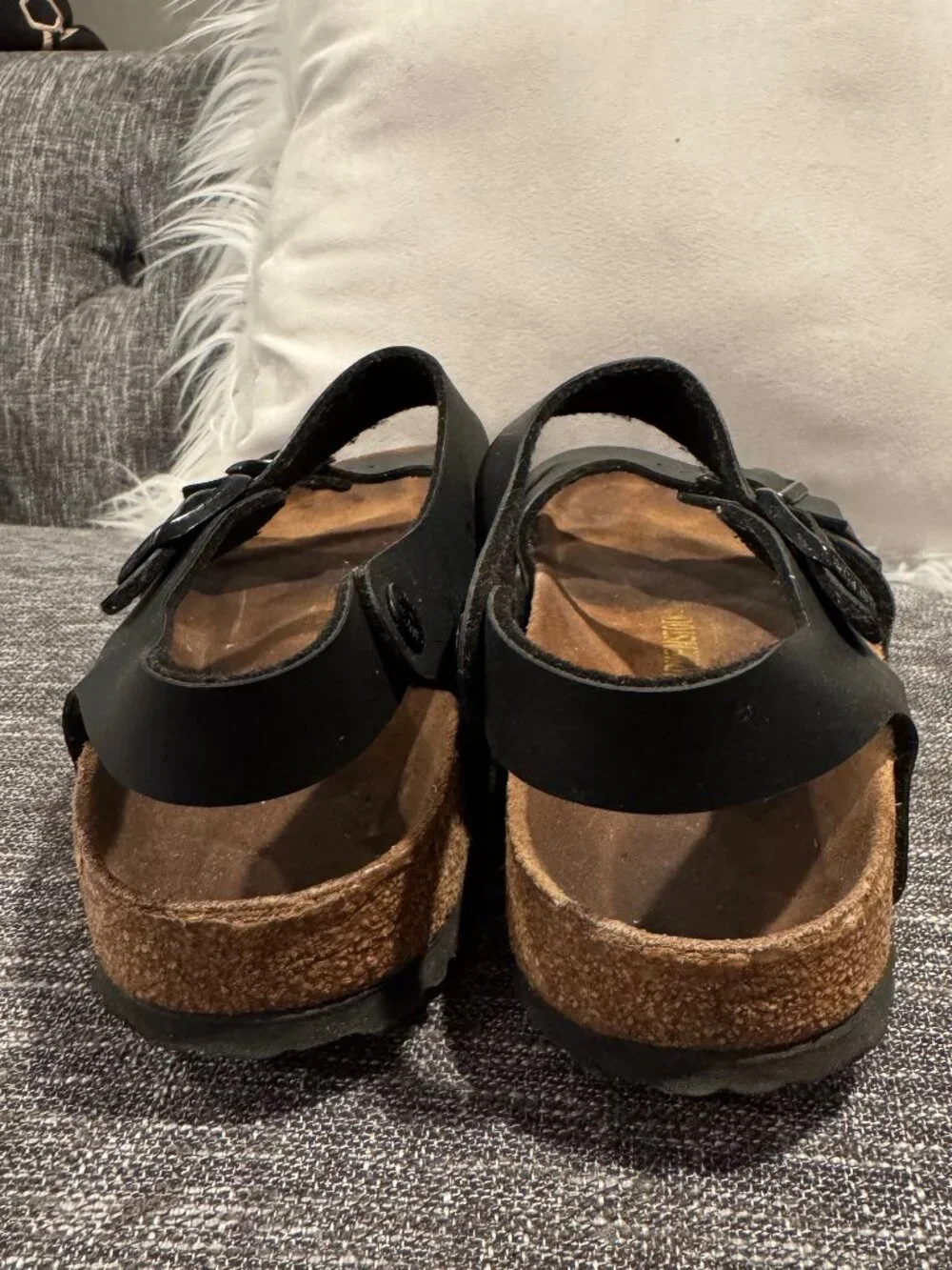 Birkenstock Arizona Sandals Men's 9–9.5 Narrow EU 42 Black Birko-Flor EUC